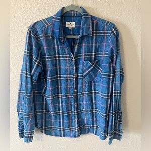 American Eagle Outfitters Blue and Pink Checkered Shirt